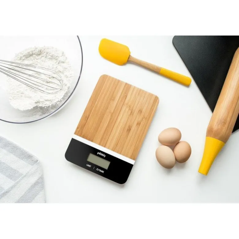 Balance de cuisine noir et bambou - Pebbly