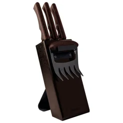 Bloc à Couteaux + 3 Couteaux de Cuisine Inox et Bois Black - Tramontina