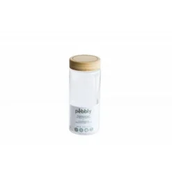 Bocal rond en verre + couvercle bambou 850ml - Pebbly