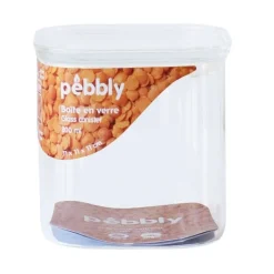 Boîte de conservation carrée verre 800ml - Pebbly