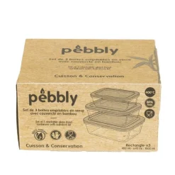 Boîtes conservation verre et bambou x3 - Pebbly