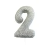 Bougie anniversaire argentée Chiffre 2 - Anniversary House