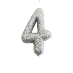 Bougie anniversaire argentée Chiffre 4 - Anniversary House