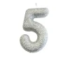 Bougie anniversaire argentée Chiffre 5 - Anniversary House