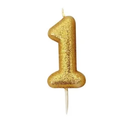 Bougie anniversaire Or Chiffre 1 - Anniversary House