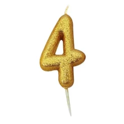 Bougie anniversaire Or Chiffre 4 - Anniversary House