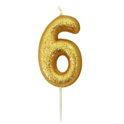 Bougie anniversaire Or Chiffre 6 - Anniversary House