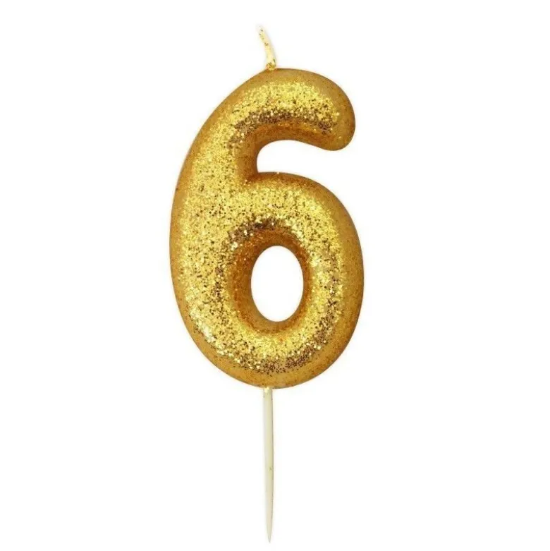 Bougie anniversaire Or Chiffre 6 - Anniversary House
