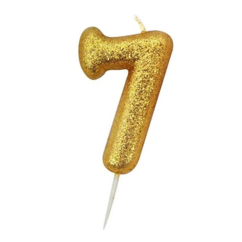 Bougie anniversaire Or Chiffre 7 - Anniversary House