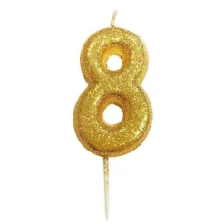 Bougie anniversaire Or Chiffre 8 - Anniversary House