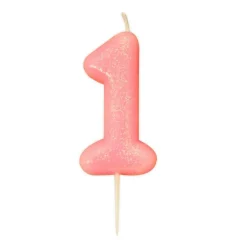 Bougie anniversaire Rose Chiffre 1 - Anniversary House