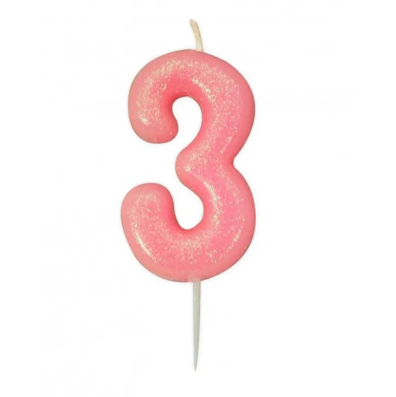 Bougie anniversaire Rose Chiffre 3 - Anniversary House