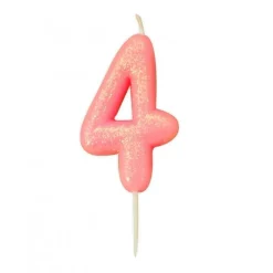 Bougie anniversaire Rose Chiffre 4 - Anniversary House