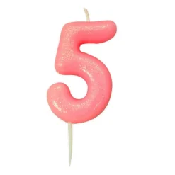 Bougie anniversaire Rose Chiffre 5 - Anniversary House