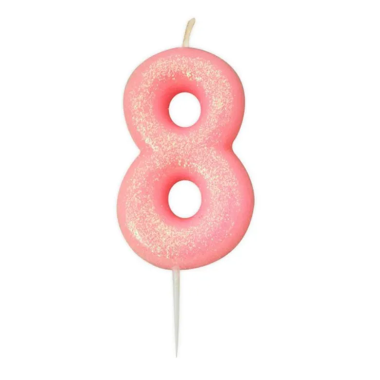 Bougie anniversaire Rose Chiffre 8 - Anniversary House