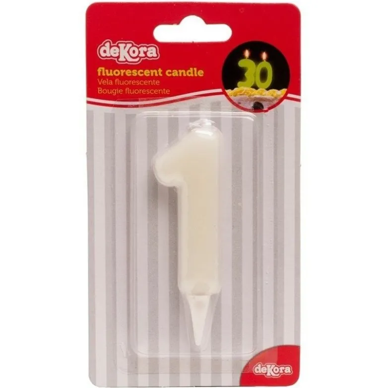 Bougie chiffre 1 fluorescente - DeKora
