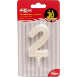 Bougie chiffre 2 fluorescente - DeKora