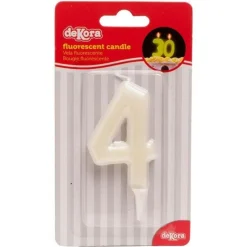 Bougie chiffre 4 fluorescente - DeKora