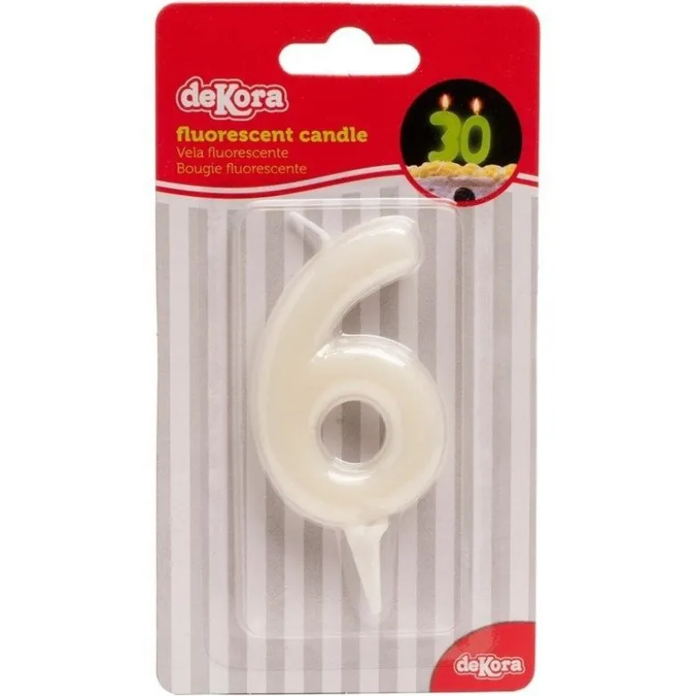 Bougie chiffre 6 fluorescente - DeKora