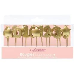 Bougies 1,2,3,étoiles dorées - ScrapCooking