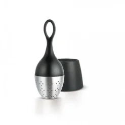 Boule a thé flottante inox et silicone noire - Adhoc