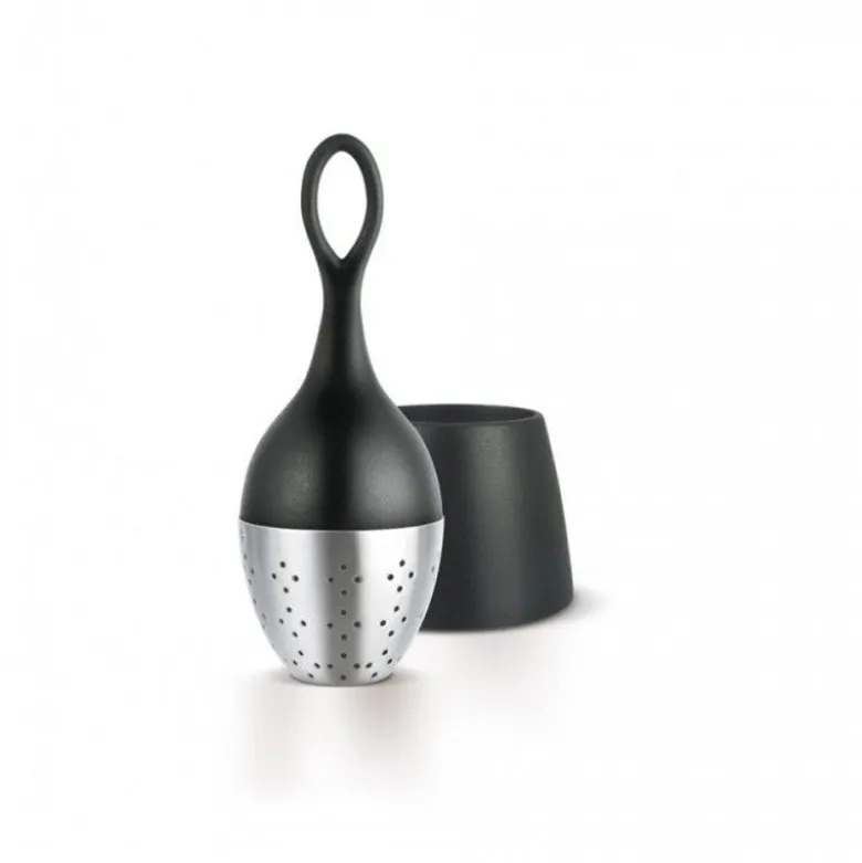 Boule a thé flottante inox et silicone noire - Adhoc