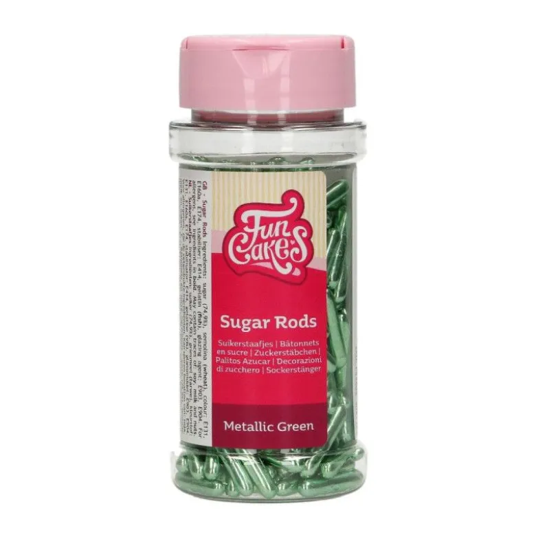 Bâtons de sucre métalliques Vert 70g - FunCakes