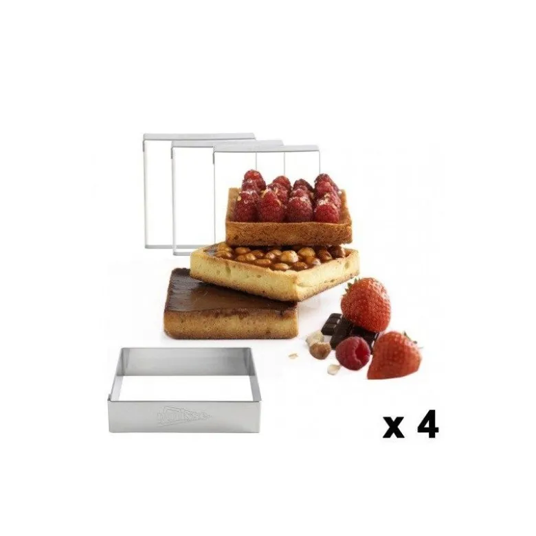 Cadre à tartelette inox carré 8cm x4 - Patisse