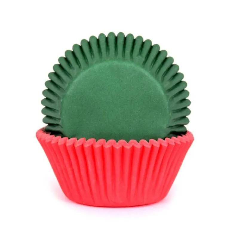 Caissette cupcake vert et rouge x50 - House Of Marie