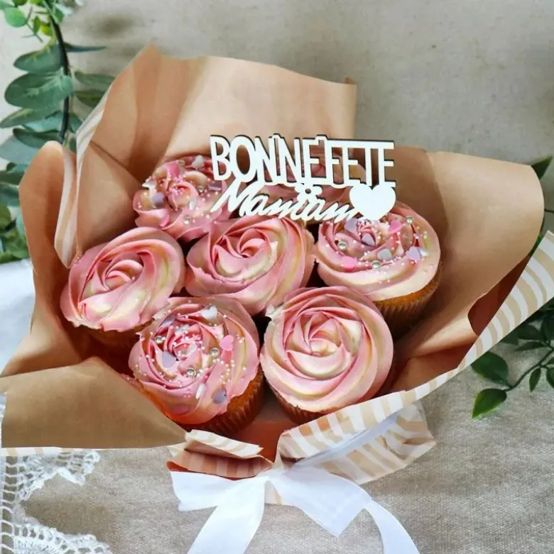Cake Topper Bonne Fête Maman sur Pic (x2) - Patisdécor