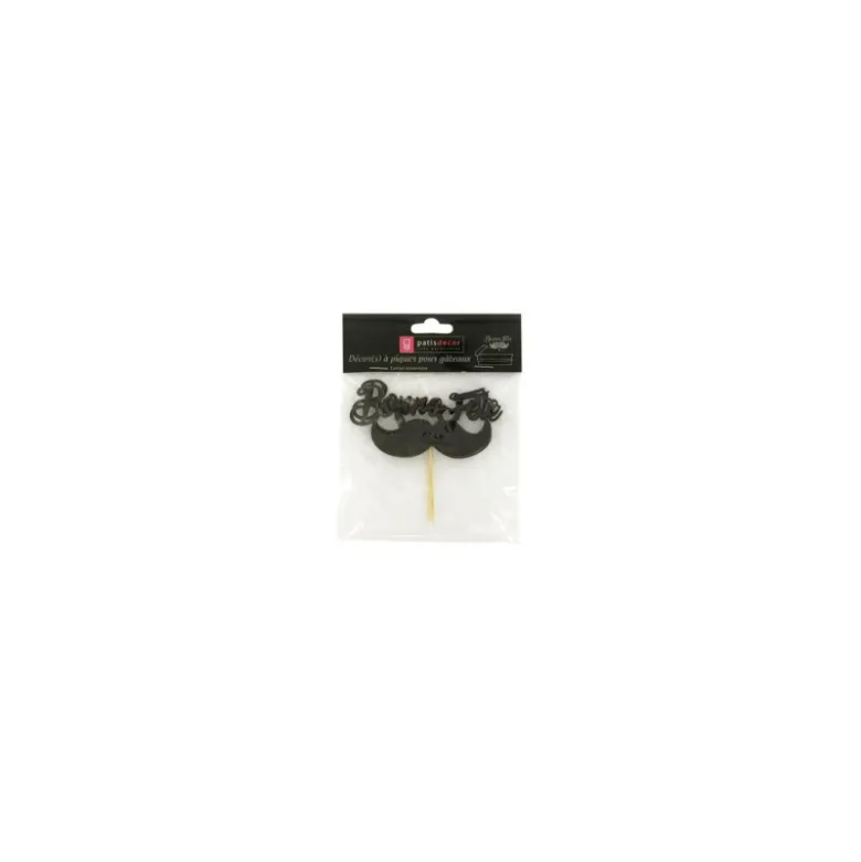 Cake Topper Bonne Fête Moustache sur Pic (x2) - Patisdécor