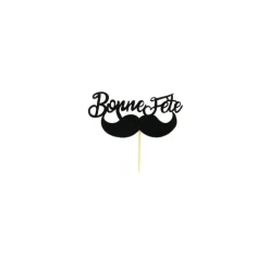 Cake Topper Bonne Fête Moustache sur Pic (x30) - Patisdécor