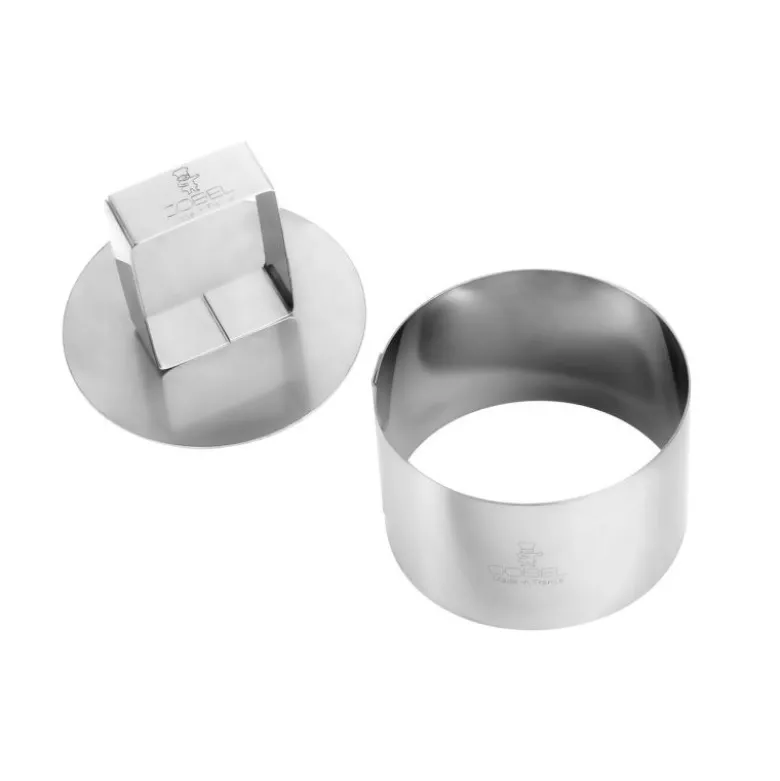 Cercle à mousse Inox 7 cm (x4) et poussoir – Gobel