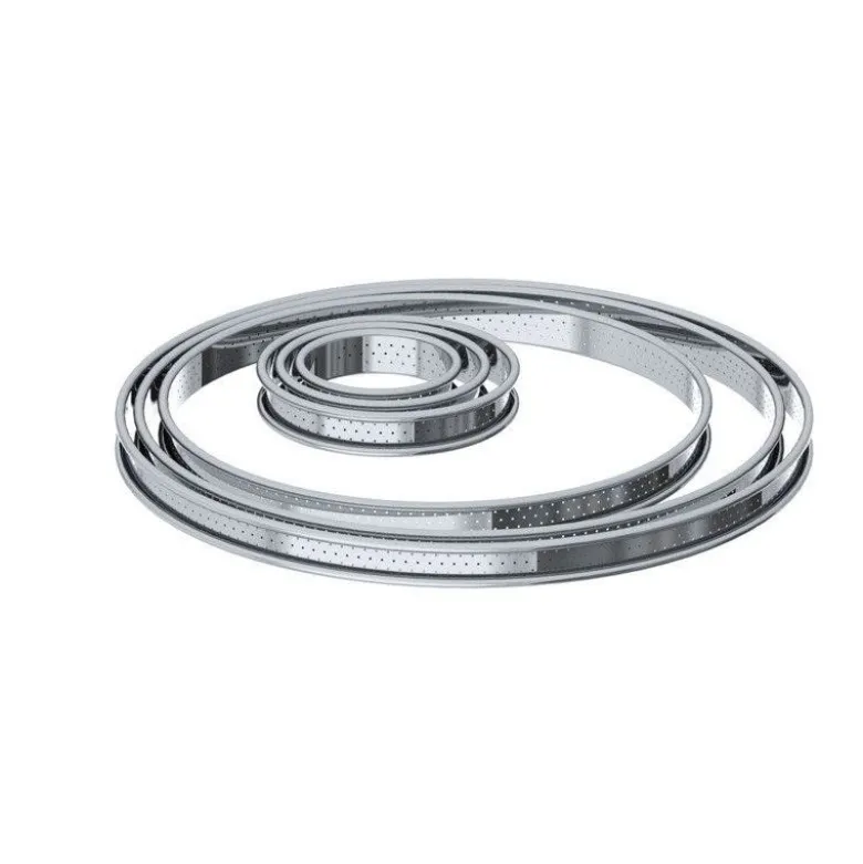Cercle à tarte bord roulé perforé 8cm - De Buyer