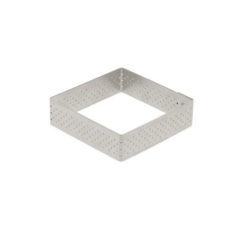 Cercle à tarte carré perforé 15cm Valrhona - De Buyer