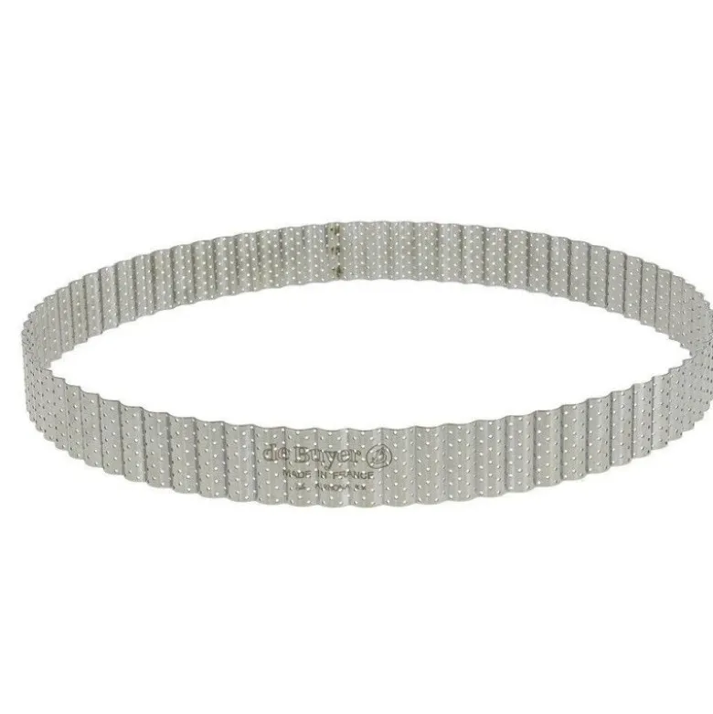 Cercle à tarte perforé cannelé 28cm H3cm - De Buyer