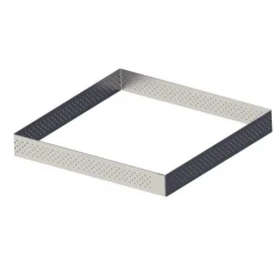 Cercle à tarte perforé carré 20cm Valrhona - De Buyer