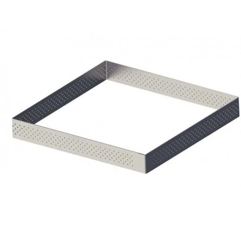 Cercle à tarte perforé carré 20cm Valrhona - De Buyer