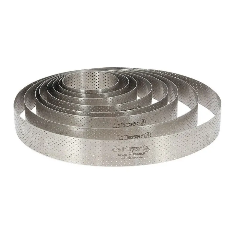 Cercle à tarte perforé 18,5cm Valrhona - De Buyer