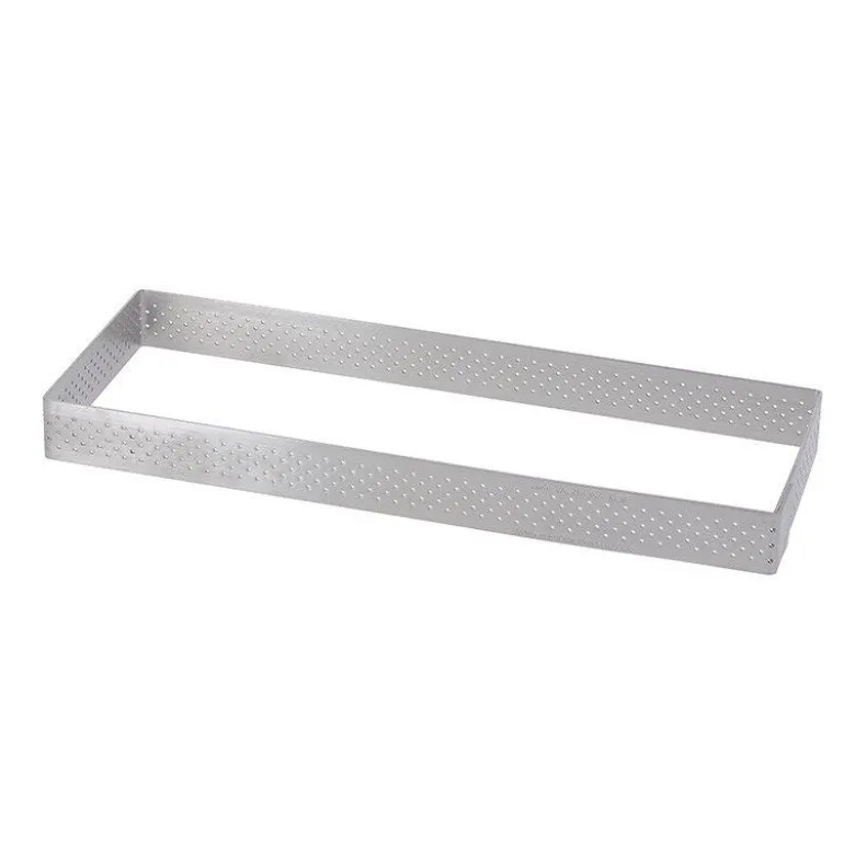 cercle à tartes rectangle perforé 25x8cm Valrhona - De Buyer