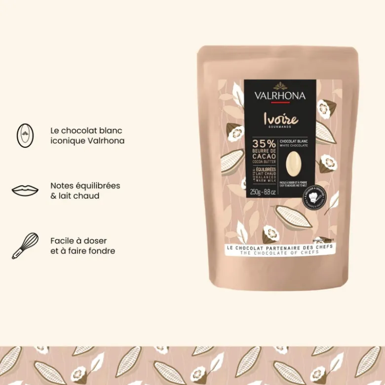 Chocolat de Couverture Blanc Ivoire 35% 250g - Valrhona