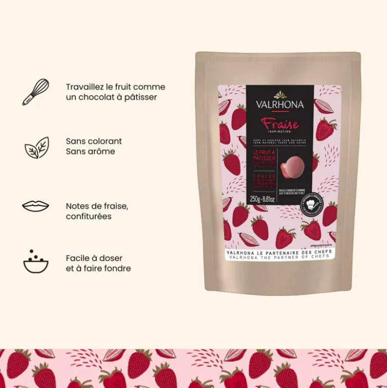Chocolat de Couverture Inspiration Fraise 250g - Valrhona