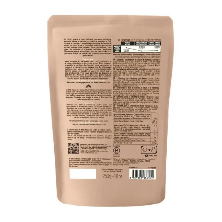 Chocolat de Couverture Inspiration Framboise 250g - Valrhona