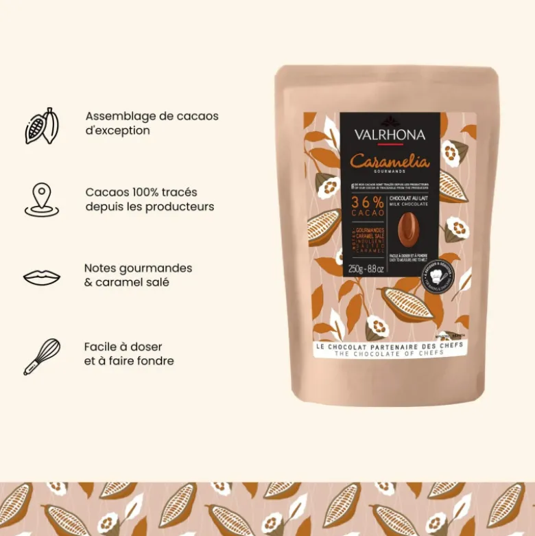 Chocolat de Couverture Lait Caramelia 36% 250g - Valrhona