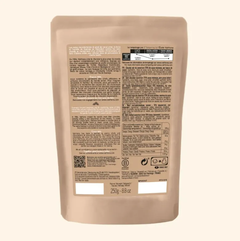 Chocolat de Couverture Noir Guanaja 70% 250g - Valrhona