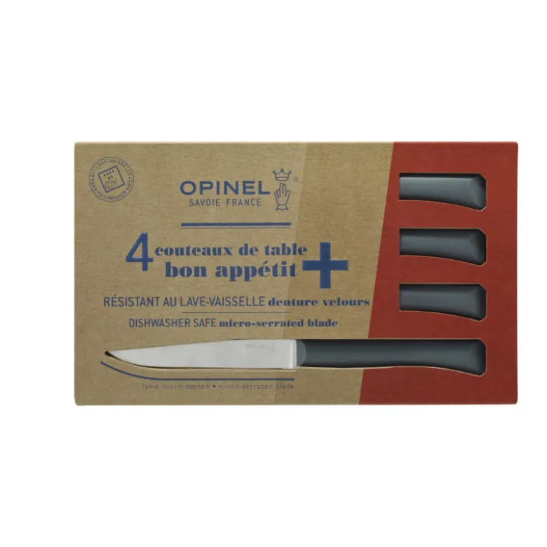 Coffret Couteaux de Table Microdenté Anthracite Bon Appétit + x4 - Opinel