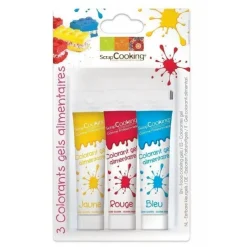 Colorant gel rouge jaune bleu x3 - Scrapcooking
