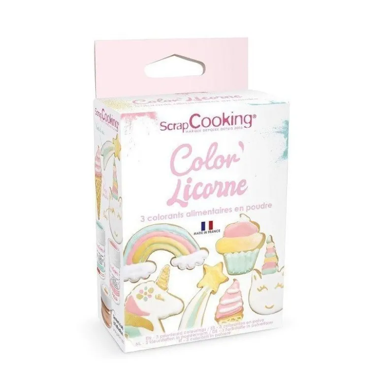 Colorants artificiels en poudre "Licorne" 3x5g - ScrapCooking