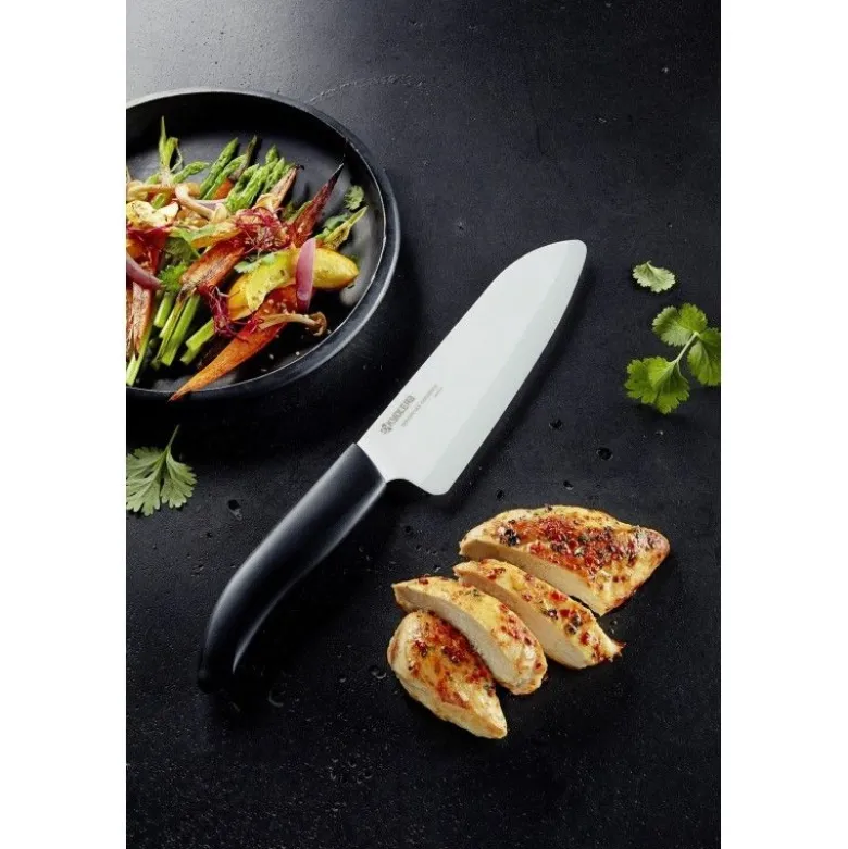 Couteau céramique Santoku 14cm manche noir - Kyocera