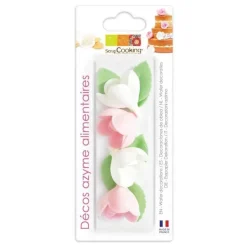 Décoration azyme rose & feuille x10 - ScrapCooking